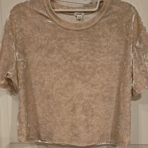 Glamorous Light Brown Velvet Short Sleeve Tee